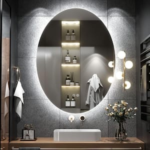 24 in. W x 32 in. H Oval Frameless Wall Bathroom Vanity Mirror Super Bright 192 Leds/m Lighted in Silvered Surface