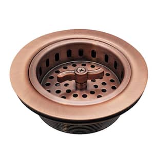 3-1/2 in. Wing Nut Style Large Kitchen Sink Basket Strainer in Antique Copper