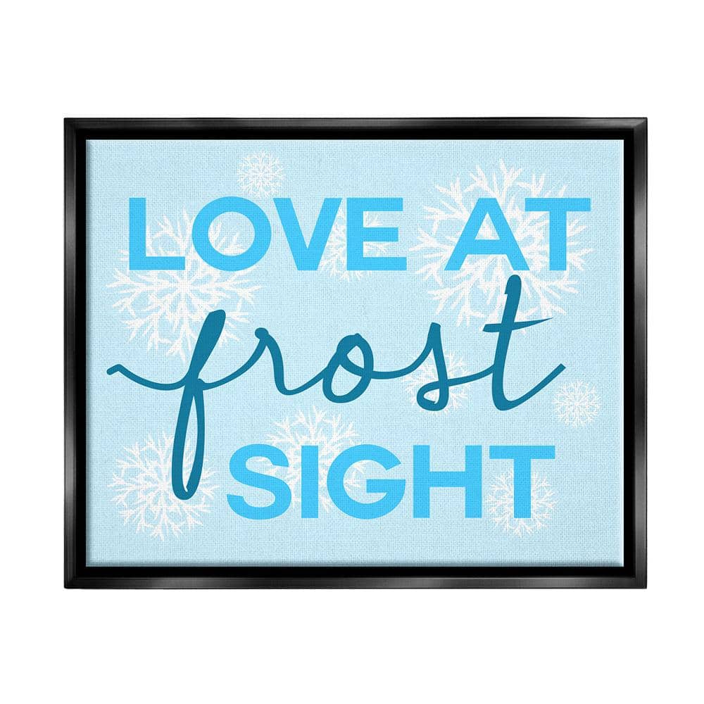 Love at Frost Sight Blue Canvas Quote Print with Black Frame