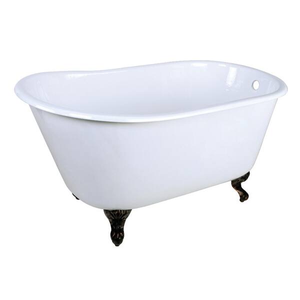 Kingston Brass Onamia 48 in. x 28 in. Cast Iron Clawfoot Soaking Bathtub in White/Oil Rubbed Bronze