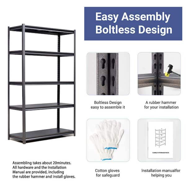How to Assemble 5-Tier Storage Shelves  Easy Shelf Installation Tutorial!  