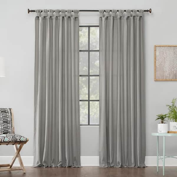 Sun Zero Sarro Washed Cotton Silver Gray Cotton 52 in. W x 95 in. L Tab Top Light Filtering Curtain (Single Panel)