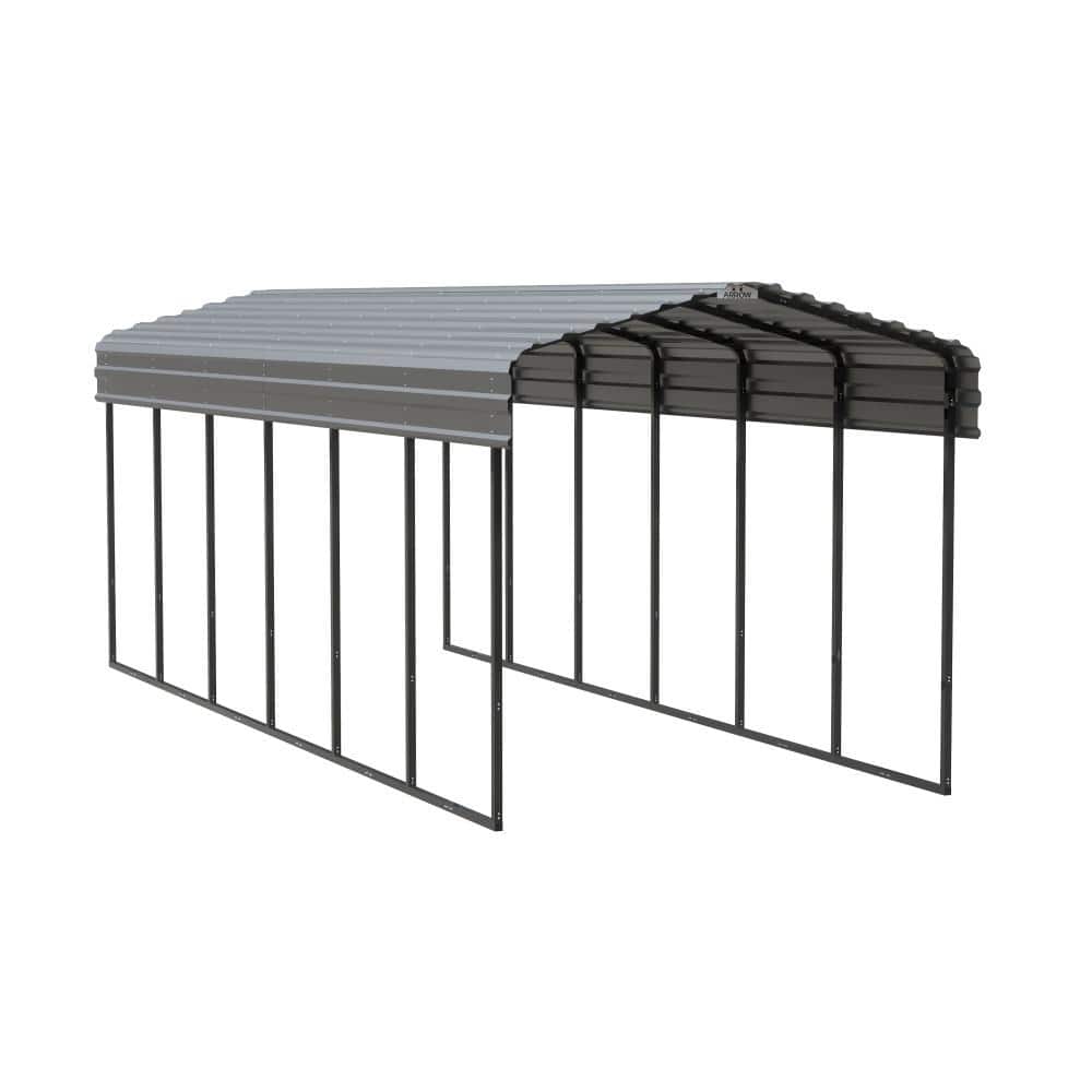 Charcoal Galvanized Steel All-Weather Carport Shelter 10' x 29'
