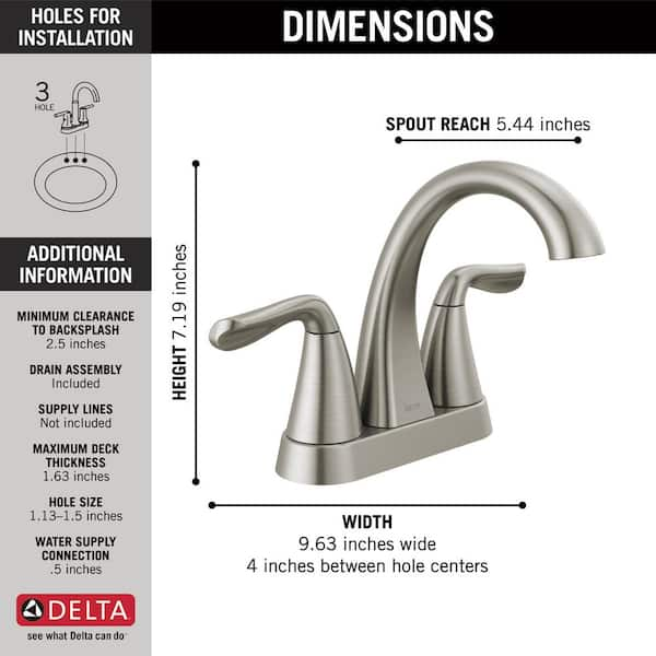 Delta Portwood 4 in. Centerset 2-Handle Bathroom Faucet in SpotShield Brushed  Nickel 25770LF-SP - The Home Depot