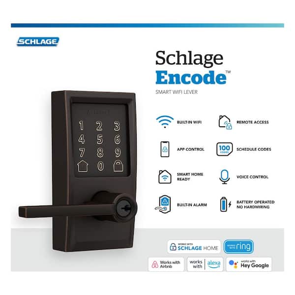 Century Aged Bronze Electronic Encode Smart WiFi Latitude Lever with Alarm