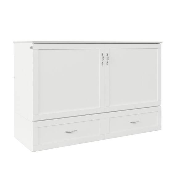 Atlantic Furniture Hamilton Murphy Bed Chest Queen White With Charging Station Ac624142 The Home Depot Atlantic Furniture Hamilton Murphy Bed, Murphy Bed Cabinet Queen White