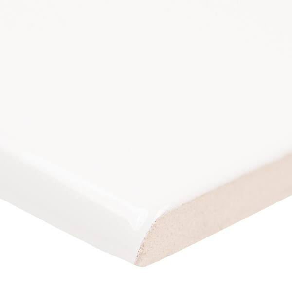 Matrix White 4 in. x 16 in. Glossy Ceramic Bullnose Wall Tile (33.33 lin. ft./Case)