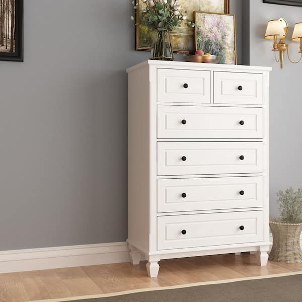 FUFU&GAGA 10-Drawers White Wood Chest of Drawer Accent Storage Cabinet  Organizer 55.1 in. W x 15.7 in. D x 35.4 in. H KF330034-01 - The Home Depot