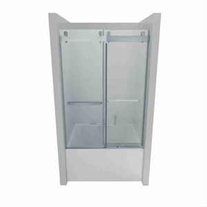 Moray 44 in. to 48 in. W x 76 in. H Double Sliding Frameless Shower Door in Chrome with Clear Glass