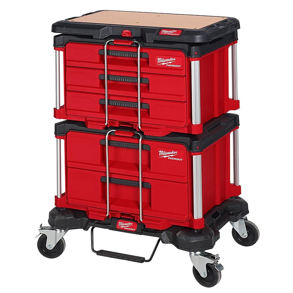 Milwaukee PACKOUT 2Drawer And 3Drawer Toolboxes With Dolly And Work