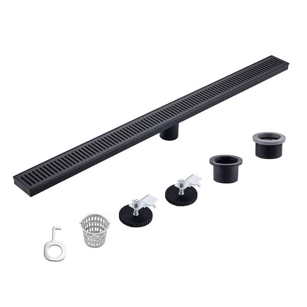 Tahanbath 2.75 in. W x 36 in. D Stainless Steel Decorative Drain Cover with Matte Black