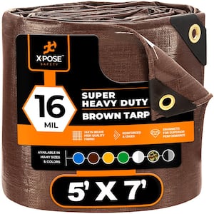 16 mil 5 ft. W x 7 ft. L Brown Super Heavy Duty Tarp