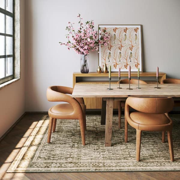 Padma Lakshmi X Rugs Vale Global Trellis Washable Khaki 3 ft. x 5 ft. Indoor Area Rug