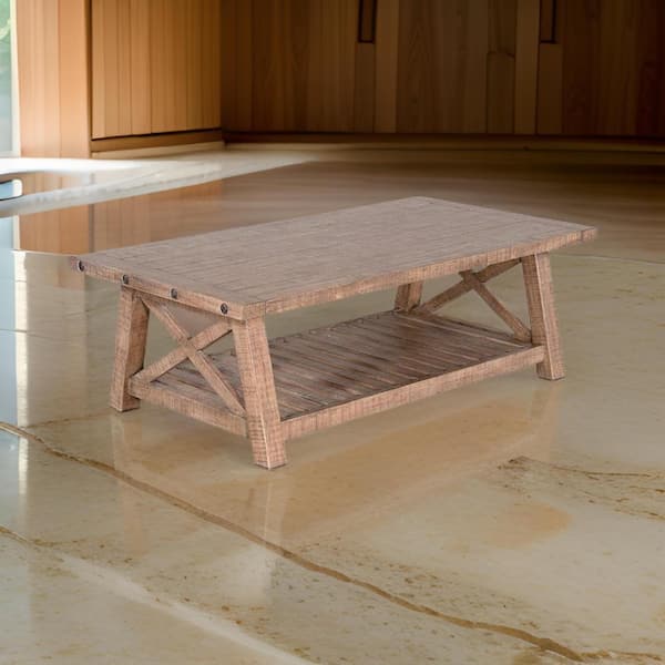 28 in. Brown Rectangle Wood Coffee Table