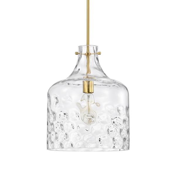 Warehouse of Tiffany Daelan 12 in. 1-Light Indoor Brass Finish Pendant Light with Light Kit