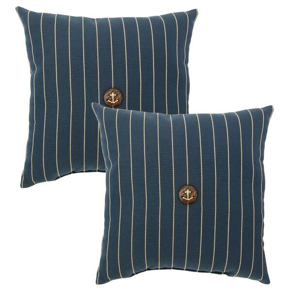 Hampton Bay Midnight Stripe Outdoor Throw Pillow (2-Pack)