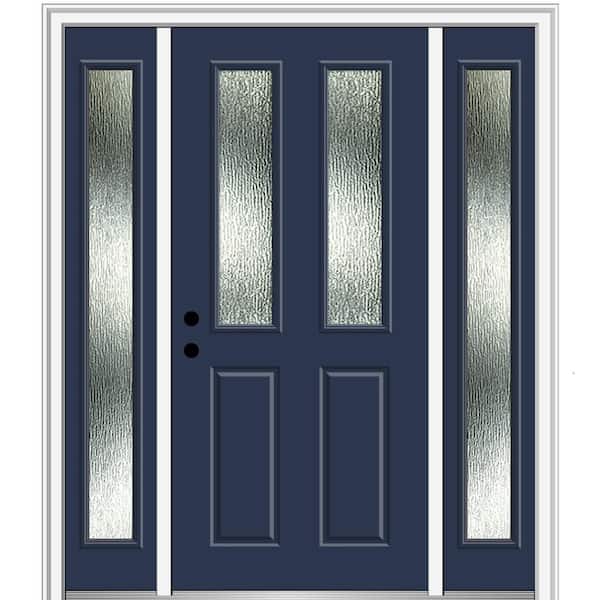 MMI Door 60 in. x 80 in. Right-Hand Inswing Rain Glass Naval Fiberglass Prehung Front Door on 4-9/16 in. Frame