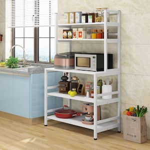 Keenyah White Bakers Rack with Hutch 5-Tier Kitchen Utility Storage Shelf