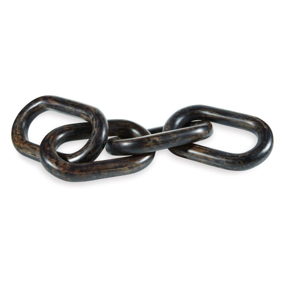 Benjara Delby Distressed Black 5.25 in. x 2.88 in. Wood Link Chain ...