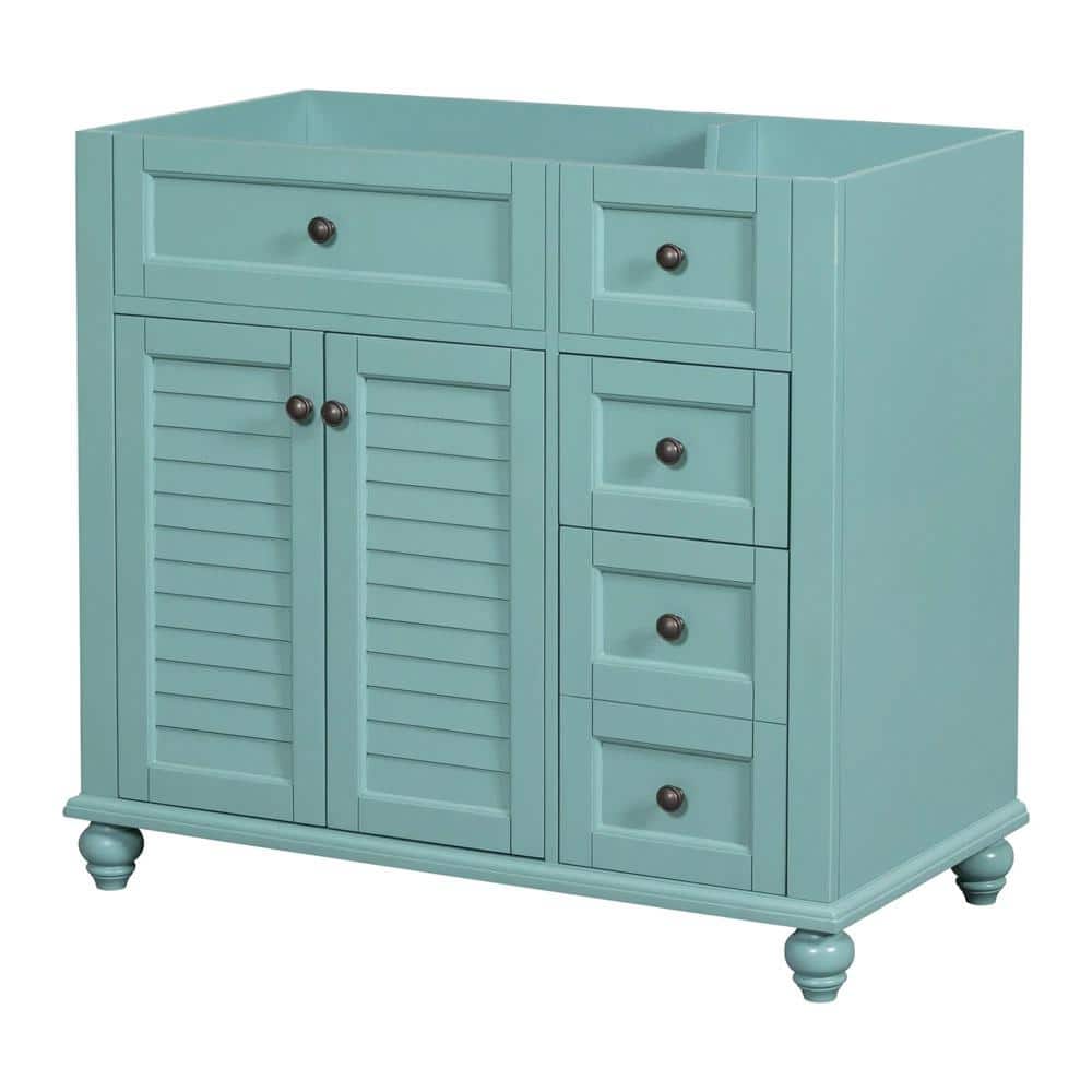 35.4 in. Freestanding Bath Vanity Cabinet without Top in Blue Green with So