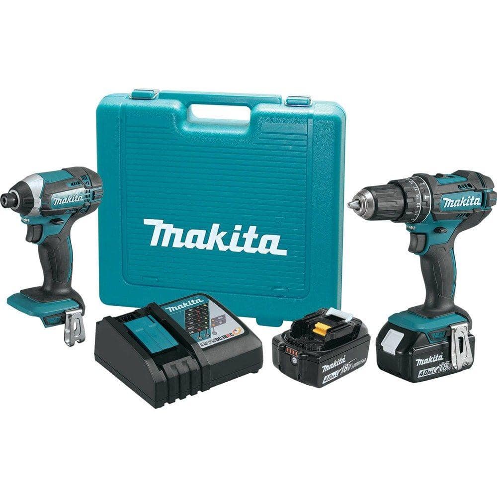 Makita 18V LXT Lithium-Ion Cordless Combo Kit (2-Piece) Hammer Drill/Impact  Driver w/ (2) Batteries (4.0Ah), Charger, Case XT261M - The Home Depot