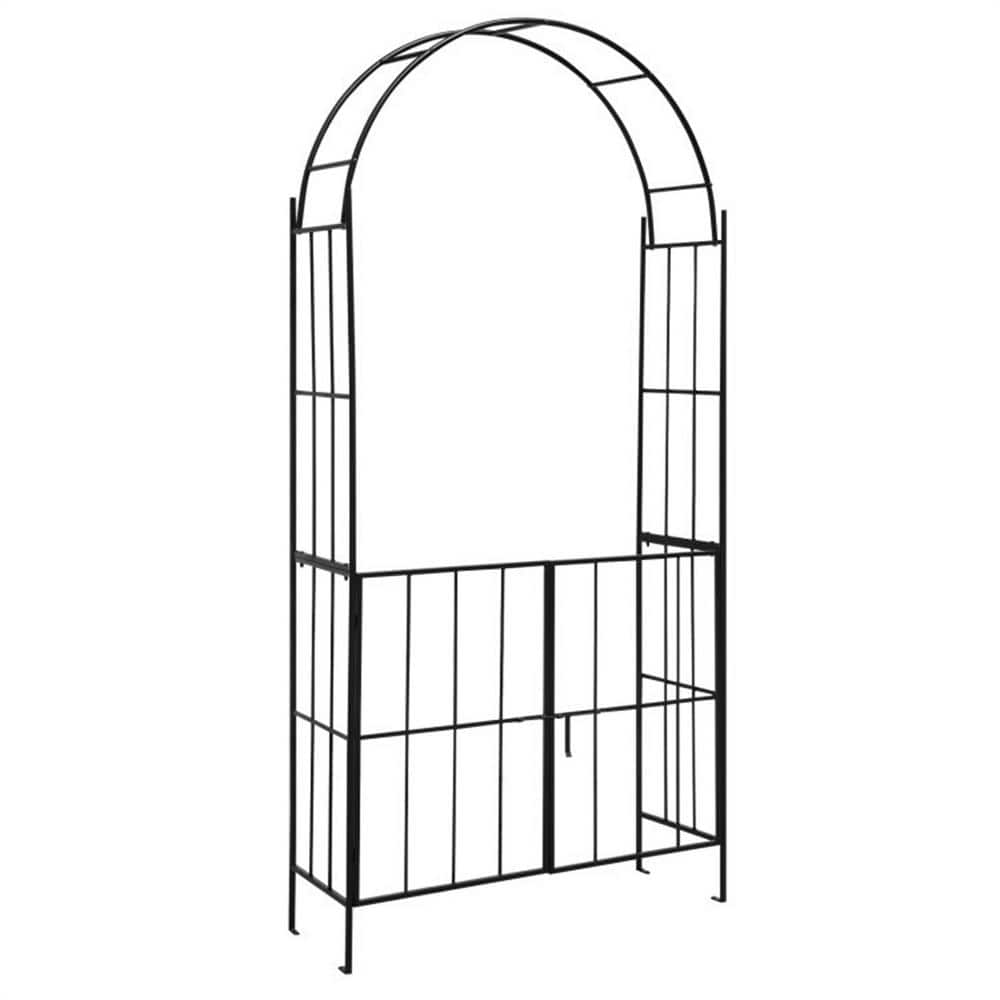 ITOPFOX 90.5 in. x 43.5 in. Metal Garden Arch Arbor Trellis with Gate ...