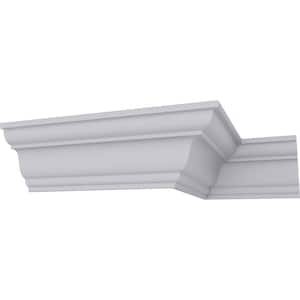 SAMPLE - 3-1/8 in. x 12 in. x 3-1/2 in. Polyurethane Queenstown Traditional Smooth Crown Moulding