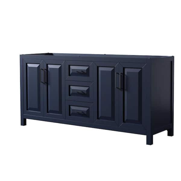 Wyndham Collection Daria 71 in. W x 21.5 in. D x 35 in. H Double Bath Vanity Cabinet without Top in Dark Blue
