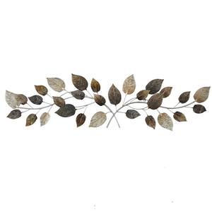 Metal Bronze Long Textured Leaf Wall Decor with Multiple Shades