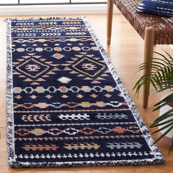 Marrakesh Navy/Multi 2 ft. x 8 ft. Geometric Striped Runner Rug