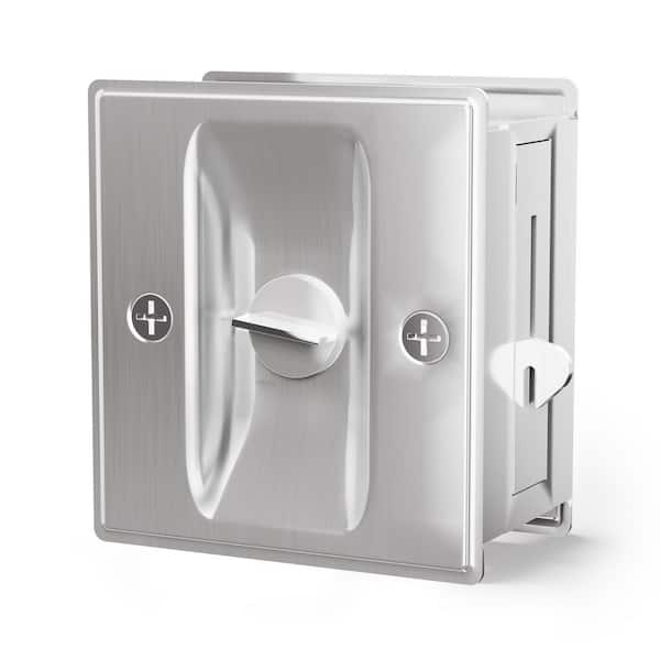 WINSOON Stainless Steel Privacy Pocket Door Lock with Pull Fit for 1-3/8 in. Thickness Door
