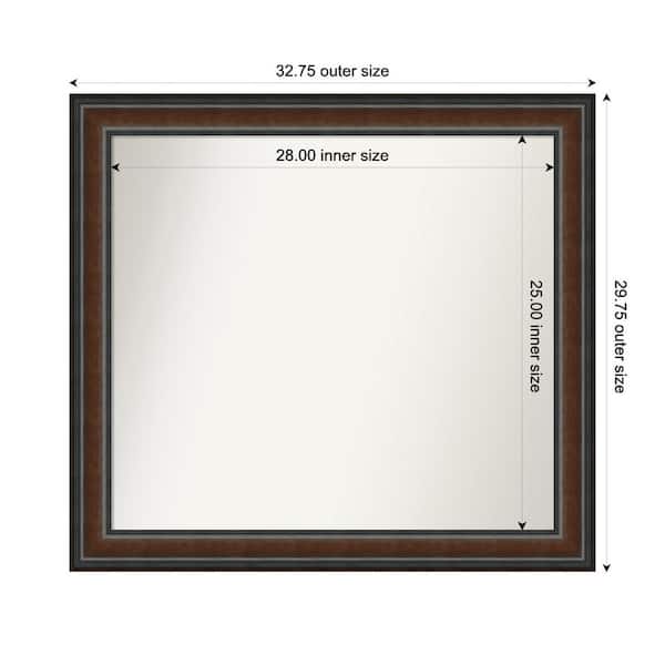 Amanti Art Cyprus Walnut 32.75 in. x 29.75 in. Custom Non-Beveled Wood Framed Bathroom Vantiy Wall Mirror