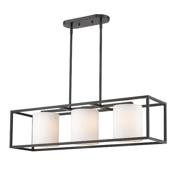 Golden Lighting Manhattan 3-Light Linear Pendant in Matte Black