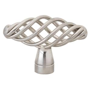2 in. Dia Long Satin Nickel Oval Birdcage Cabinet Knob (10-Pack)