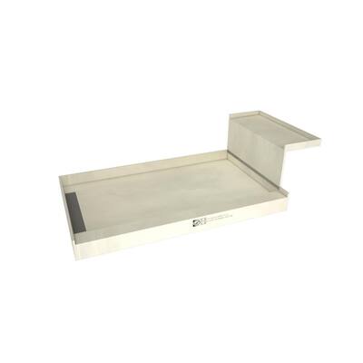 Base'N Bench 32 in. x 60 in. Single Threshold Shower Base and Bench Kit with Left Drain and Tileable Grate