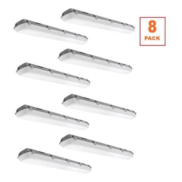 8-Pack 4 ft. Vapor Tight LED White Strip Light Fixture IP65 3600LM 34W 120-277V Bright White 4000K Harsh Conditions