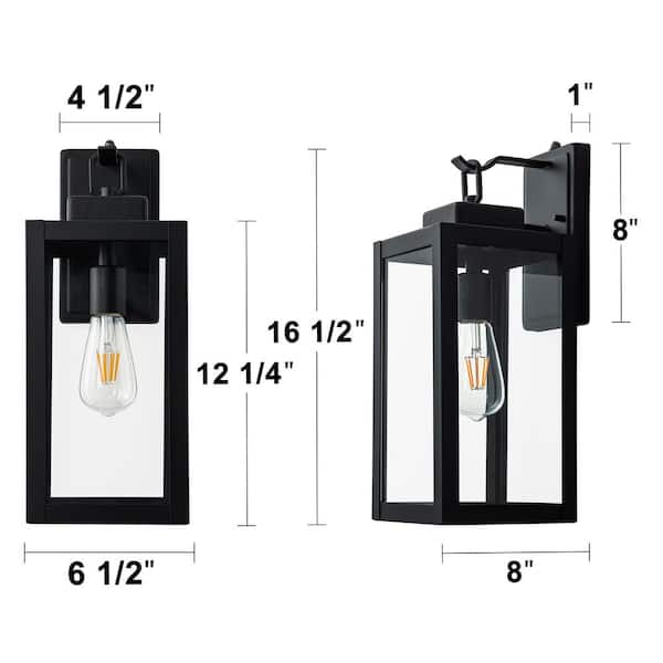 C Cattleya 1-Light Matte Black Dusk to Dawn Hardwired Outdoor Wall