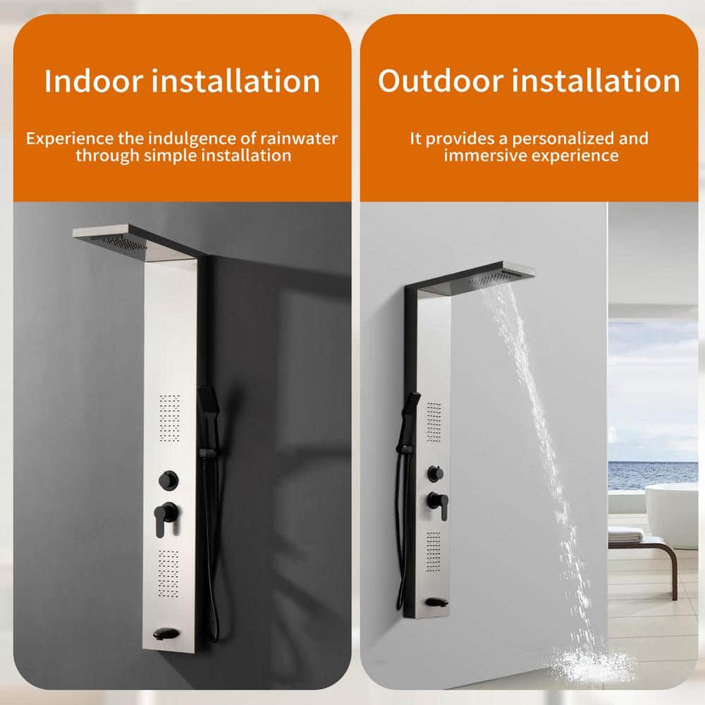 Stainless Steel Black Nickel Shower Panel System with LED Light