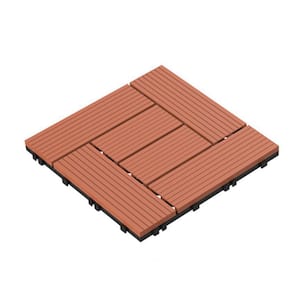 1 ft. x 1 ft. Outdoor Interlocking Slatted Wood Composite Deck Tile in Terracotta (24-Tiles)