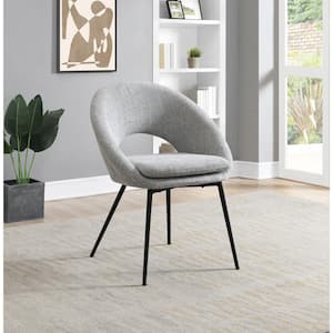 Millie Accent Dining Side Chair in Grey Fabric and Black Legs