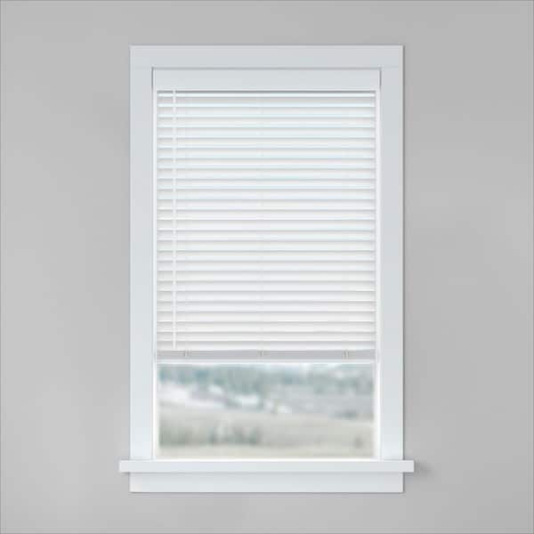 Levolor BASICS White Cordless Room Darkening Faux Wood Blinds with 2 in. Slats-30 in. W x 64 in. L