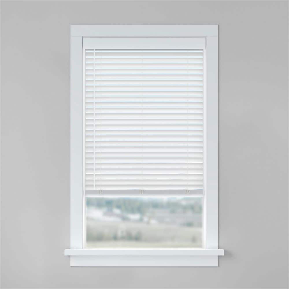 Levolor BASICS White Cordless Room Darkening Faux Wood Blinds with