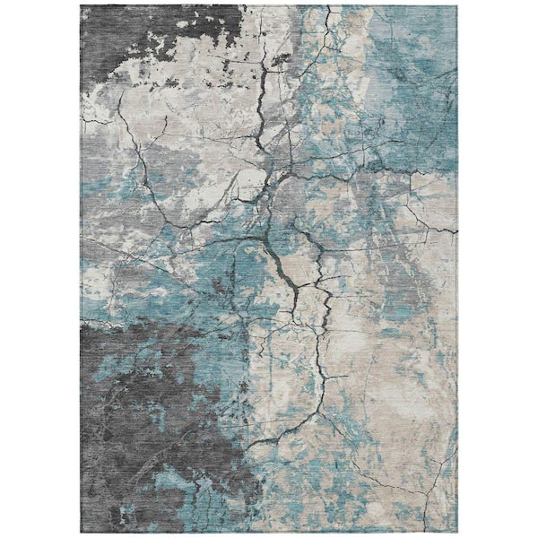 Chantille Machine Washable Indoor/Outdoor Abstract ACN2431 Teal 5 ft. x 7 ft. 6 in. Area Rug