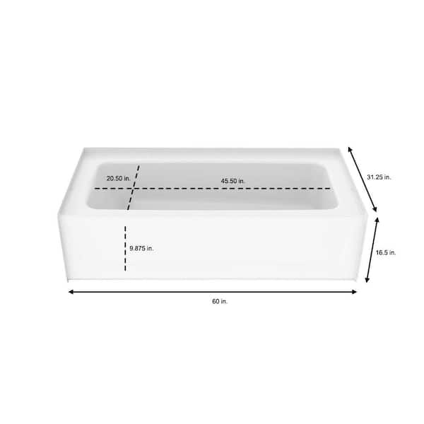 Aquatic A2 6030CTR 60 in. Composite Right Drain Rectangular Alcove