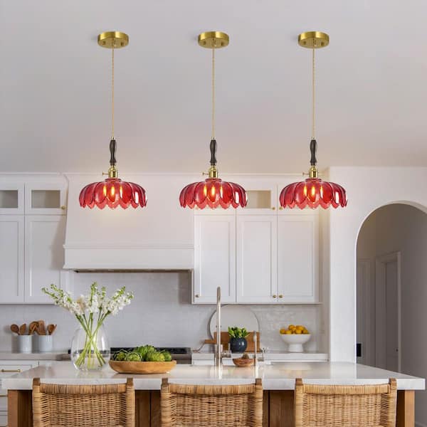 ZHLWIN Home Lighting 60-Watt 1-Light 10.03 in. Modern Red Glass