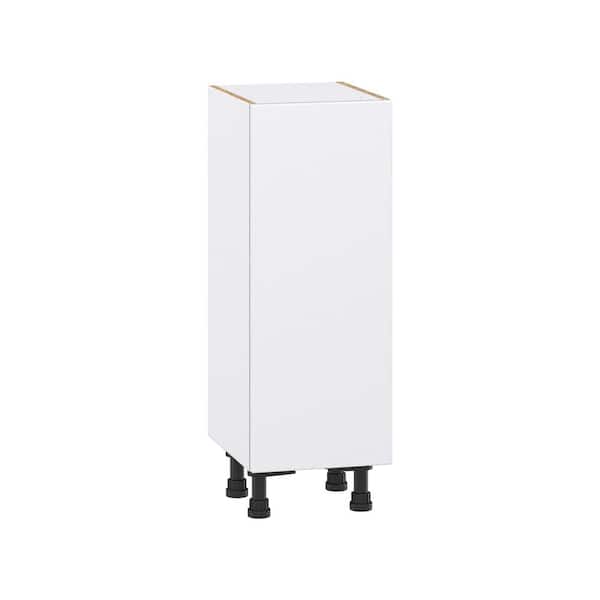 J COLLECTION Timberline 12 in. W x 14 in. D x 34.5 in. H Assembled Slab Full Height Door Base Kitchen Cabinet in Bright White