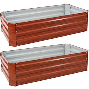 48 in. Woodgrain Rectangle Galvanized Steel Raised Beds (2-Pack)