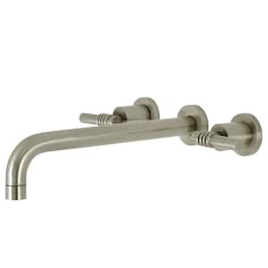 Milano 2-Handle Wall-Mount Roman Tub Faucet in Brushed Nickel (Valve Included)