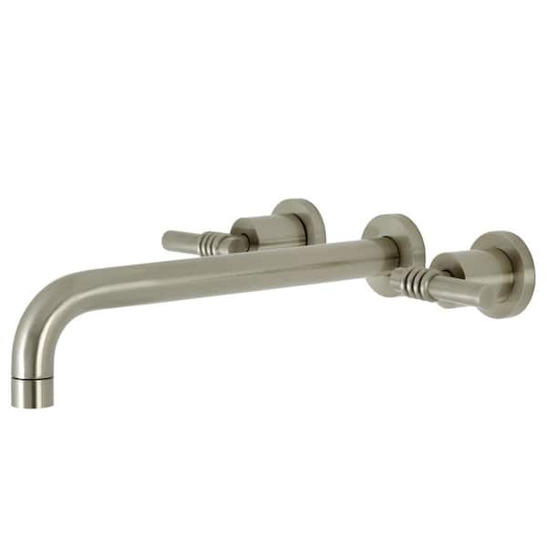 Kingston Brass Milano 2-Handle Wall-Mount Roman Tub Faucet in Brushed Nickel (Valve Included)