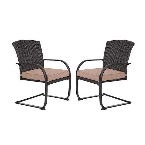 Clihome 2Piece Patio Metal Outdoor Dining Chairs with Beige Cushion CL